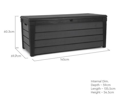 Keter BRUSHWOOD műanyag kerti tároló 145x69,7x60,3 cm Antracit-szürke színű