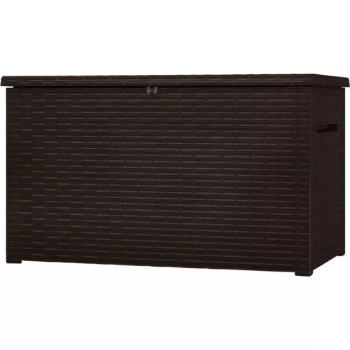 Keter Rattan mintás JAVA BOX kerti tároló 850L Sötétbarna