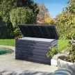 Keter Fahatású UV-álló óriási ONTARIO BOX műanyag kerti tároló 850 L Antracit-szürke színű