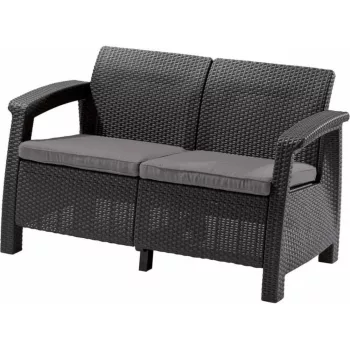   Corfu Love Seat 2 üléses kanapé 128x70x79 cm Grafitszürke színű