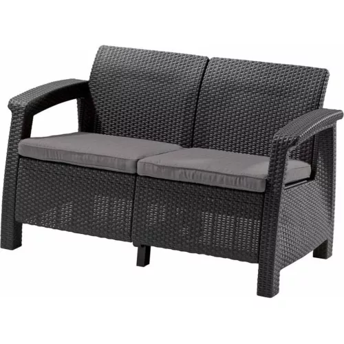 Corfu Love Seat 2 üléses kanapé 128x70x79 cm Grafitszürke színű