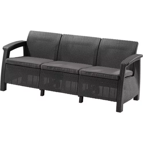 Corfu Love Seat Max 3 üléses kanapé 182x70x79 cm Grafitszürke színű