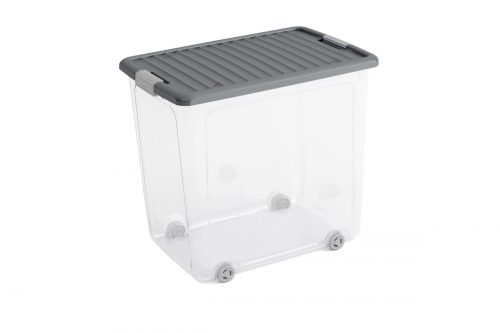 W box tárolódoboz XL transzparens/szürke 78L 57x39x52cm szürke tetős