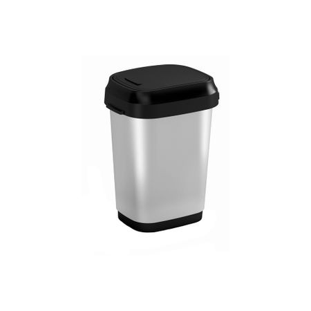 Curver Dual Steel műanyag billenőfedeles szemetes 10L acél hatású