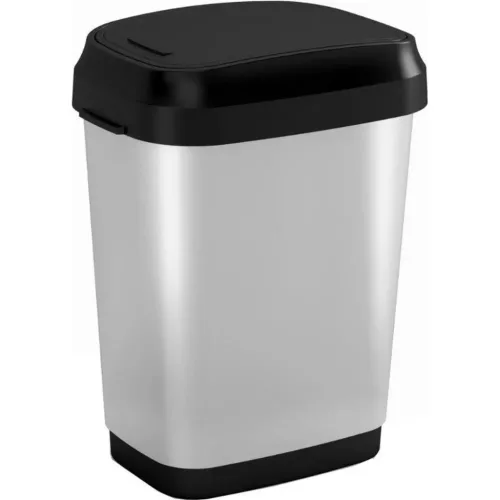 Curver Dual Steel műanyag billenőfedeles szemetes 25L acél hatású