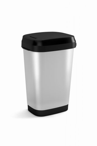 Curver Dual Steel műanyag billenőfedeles szemetes 50L acél hatású