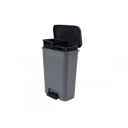 Curver Duo pedálos szemetes 50L 23+23L, fekete-szürke
