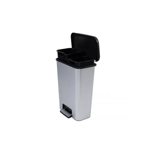 Curver Duo pedálos szemetes 50L 23+23L, acél hatású