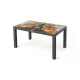 Rattan asztal barna, színesüveg, 150x90cm