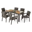 Rattan asztal barna, színesüveg, 150x90cm