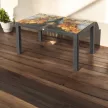 Rattan asztal barna, színesüveg, 150x90cm