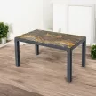 Rattan asztal antracit, színesüveg, 150x90cm