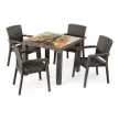 Rattan asztal színesüveg, barna, 90x90cm