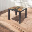 Rattan asztal színesüveg, barna, 90x90cm