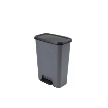   Curver COMPATTA fémhatású téglalap alakú pedálos szemetes 50L