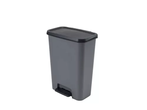 Curver COMPATTA fémhatású téglalap alakú pedálos szemetes 50L