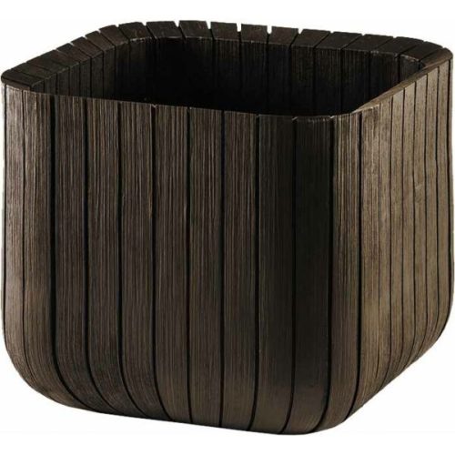 Keter Cube planter M műanyag kaspó, whiskey barna színű
