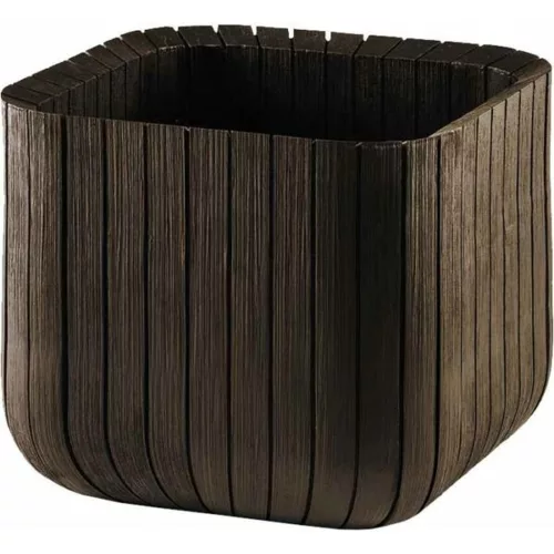 Keter Cube planter M műanyag kaspó, whiskey barna színű