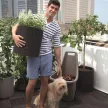 Keter Medium cylinder planter műanyag kaspó, whiskey barna