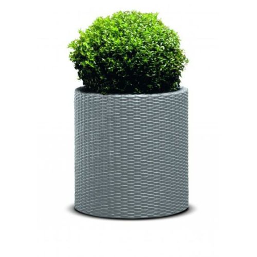 Large cylinder planter műanyag kaspó, ezüst szürke