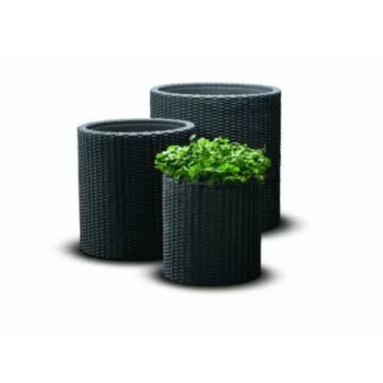 Keter Cylinder S+M+L műrattan kaspó szett, antracit