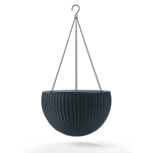 Keter Sphere planter felakasztható műrattan kaspó, antracit színű