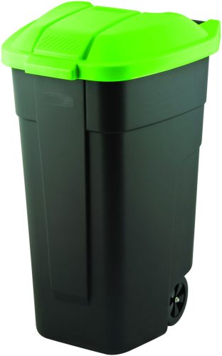 Műanyag kültéri szemetes, 110L, fekete-zöld színű