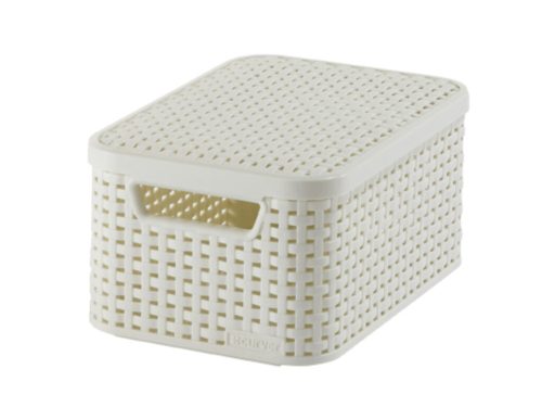 Curver Curver "Style" S Méretű Rattan Kosár Fedéllel 6L Krém színű