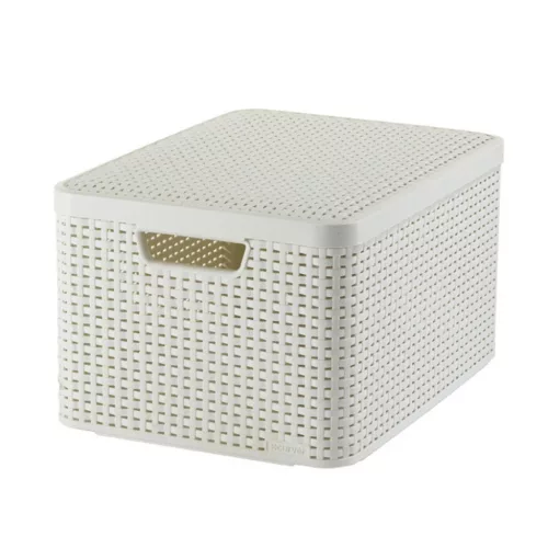 Curver Curver "Style" L Méretű Rattan Kosár Fedéllel 30L Krém színű