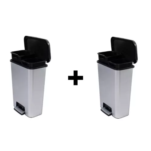 2db Duo Steel 23+23L pedálos szelektív szemeteskuka AKCIÓS