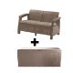 Corfu Love Seat 2 + műanyag kerti tároló Cappuccino AKCIÓS