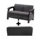 Corfu Love Seat 2 + műanyag kerti tároló Grafitszürke AKCIÓS