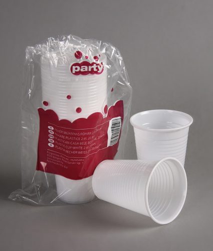 Party műanyag pohár 2dl 20db-os fehér PP