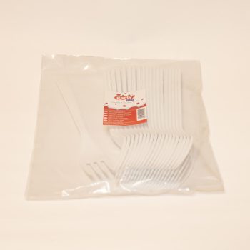   Party műanyag villa 20db-os fehér PREMIUM többször használatos