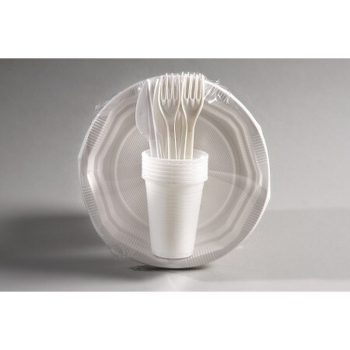   Party grill szett 6db-os 6db BIO tányér + 6db villa + 6db pohár 2dl-es