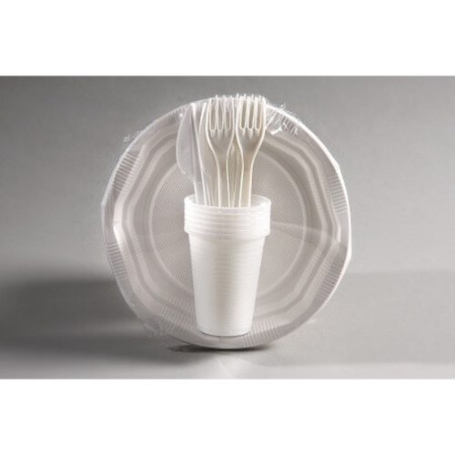 Party grill szett 6db-os 6db BIO tányér + 6db villa + 6db pohár 2dl-es