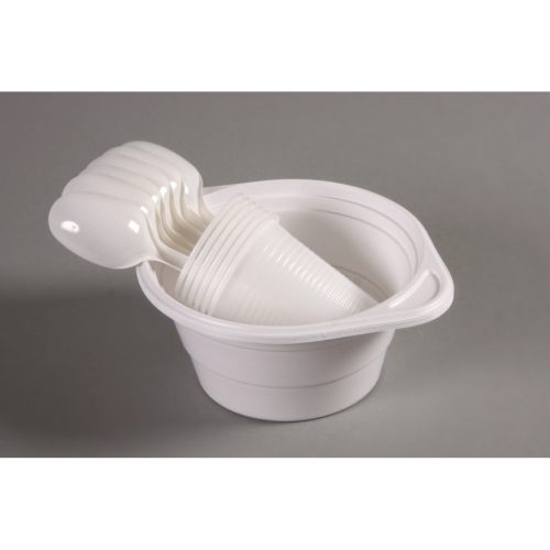 Party gulyás szett 6db-os 6db gulyástál tetőzhető + 6db kanál + 6db pohár 2dl-es