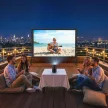  100 Zoll 16:9 HD 4K/8K Projektor-Leinwand mit Ständer, tragbare doppelseitige Leinwand mit klappbaren Stativen, Weiß