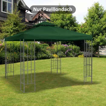   Cseretető 3x3m-es pavilonhoz, vízlepergető pavilontető fém pavilonhoz, póttető kerti pavilonhoz, partisátorhoz, kerti sátorhoz, poliészter, sötétzöld