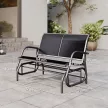 -Ülőhelyes hintaszék kerti pad hintamechanikával, teherbírás akár 200 kg, 120 x 70 x 85 cm, fekete