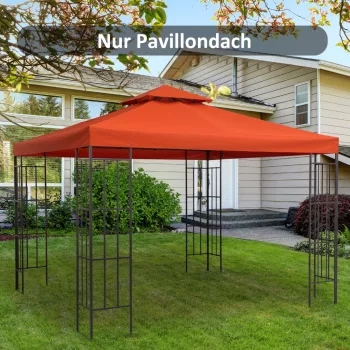   Cseretető 3x3m-es pavilonhoz, vízlepergető pavilontető fém pavilonhoz, póttető kerti pavilonhoz, partisátorhoz, kerti sátorhoz, poliészter, rozsdavörös