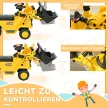 Járműjáró kotrógép ásóval, gyermek kotrógép tárolóhellyel az ülés alatt, játék kotrógép 30 kg-ig, 1,5-4 éves gyermekek számára alkalmas, sárga és fekete