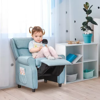   Gyerekkanapé, gyerekfotel lábtartóval, kartámasszal, állítható háttámlával, dönthető fotel, gyerekkanapé, szék, heverő, gyerekkanapé 3-5 éves fiúknak és lányoknak, kék