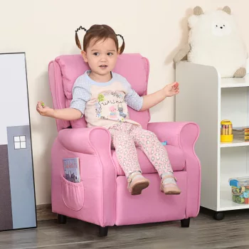   Gyerekkanapé, gyerekfotel lábtartóval, kartámasszal, állítható háttámlával, dönthető fotel, gyerekkanapé, szék, heverő, gyerekkanapé 3-5 éves fiúknak és lányoknak, rózsaszín