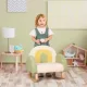  Schaukelstuhl für Kleinkinder Niedliches Design, Schaffell-Imitat, Eukalyptusholz Grün + Gelb Beige