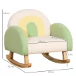  Schaukelstuhl für Kleinkinder Niedliches Design, Schaffell-Imitat, Eukalyptusholz Grün + Gelb Beige