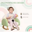  Schaukelstuhl für Kleinkinder Niedliches Design, Schaffell-Imitat, Eukalyptusholz Grün + Gelb Beige