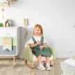  Schaukelstuhl für Kleinkinder Niedliches Design, Schaffell-Imitat, Eukalyptusholz Grün + Gelb Beige