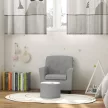Gyerekfotel lábtartóval, rombuszmintás háttámla, puha ülés, fa váz, szürke
