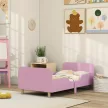 Gyerekágykeret, egyszemélyes ágykeret gyerekeknek, biztonsági korlát, kis ágy gyerekszobába, MDF, matrac nélkül, rózsaszín